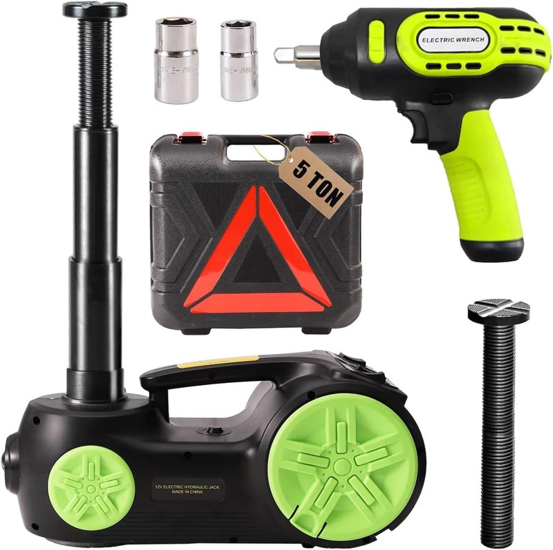 ROGTZ Upgraded Electric Hydraulic Car Jack Kit 5 Ton 12V Portable Lift Range 20.9 Inch with Impact Wrench and Tire Inflator Pump for SUV Sedan Truck Repair Floor Jack for Tire Change with LED Light - Image 1